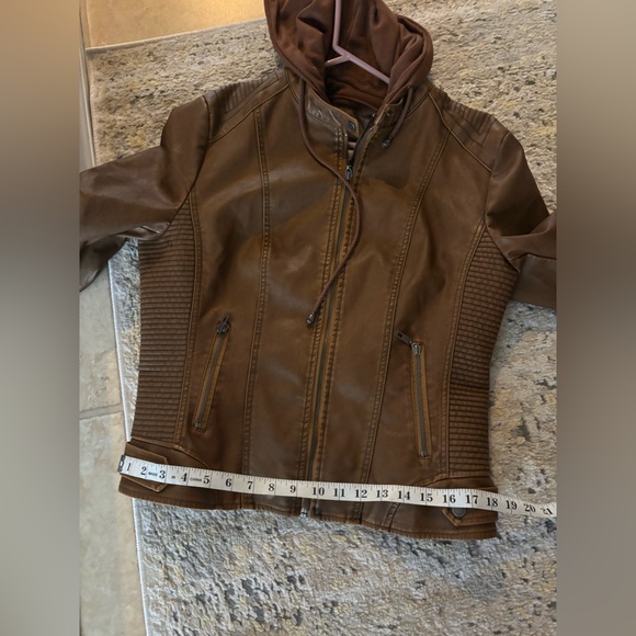 Brown Faux Leather Jacket - Picture 10 of 10